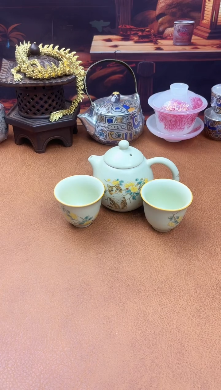 陶瓷茶具摆件旅行套组