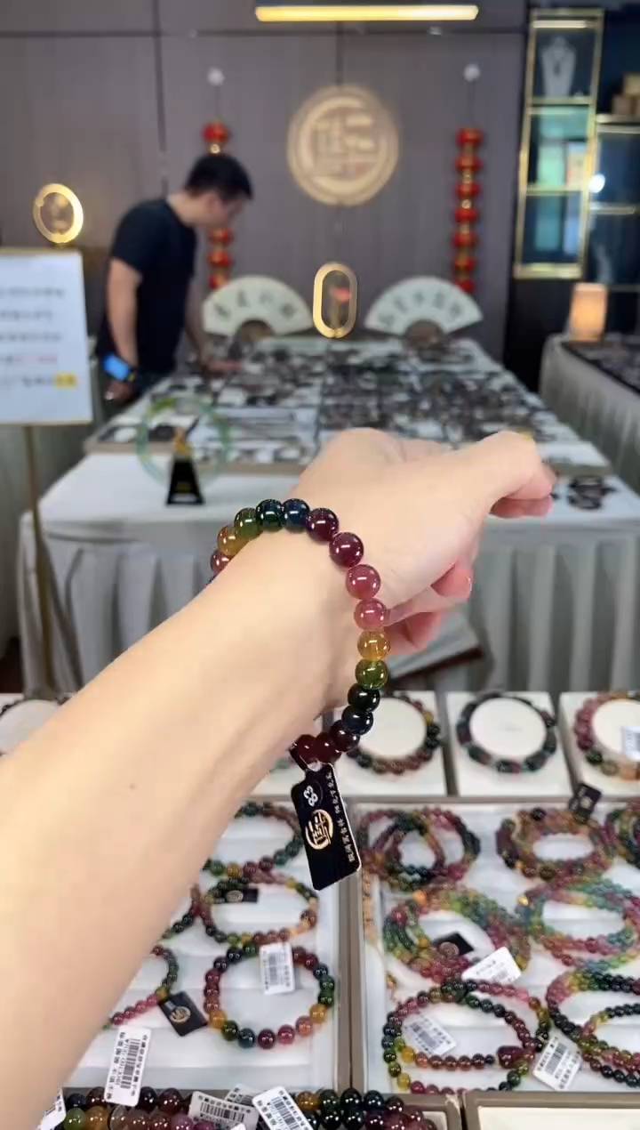 未镶嵌老矿碧玺彩虹单圈手串8mm+碧玺数****你多样性发货一条hon