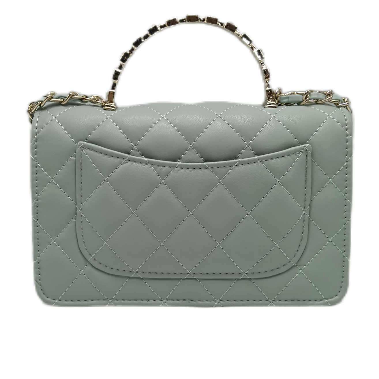 【DIDA】轻奢豪华时尚潮流女士单肩斜挎包22S珐琅手柄浅绿色菱格包