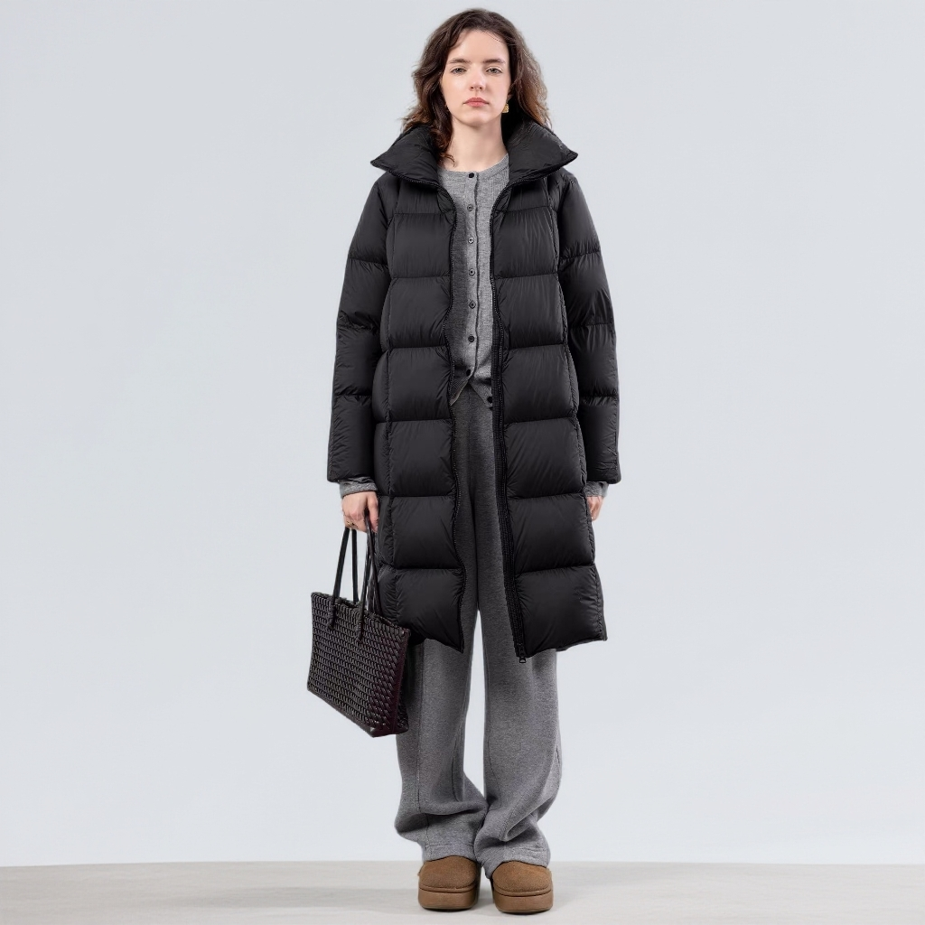 鹅绒羽绒服女款2025新款冬季显瘦立领宽松加厚过膝保暖长款式外套