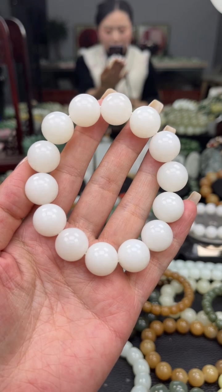 【闪购商品】和田玉手串未镶嵌新疆天泰白玉卡16