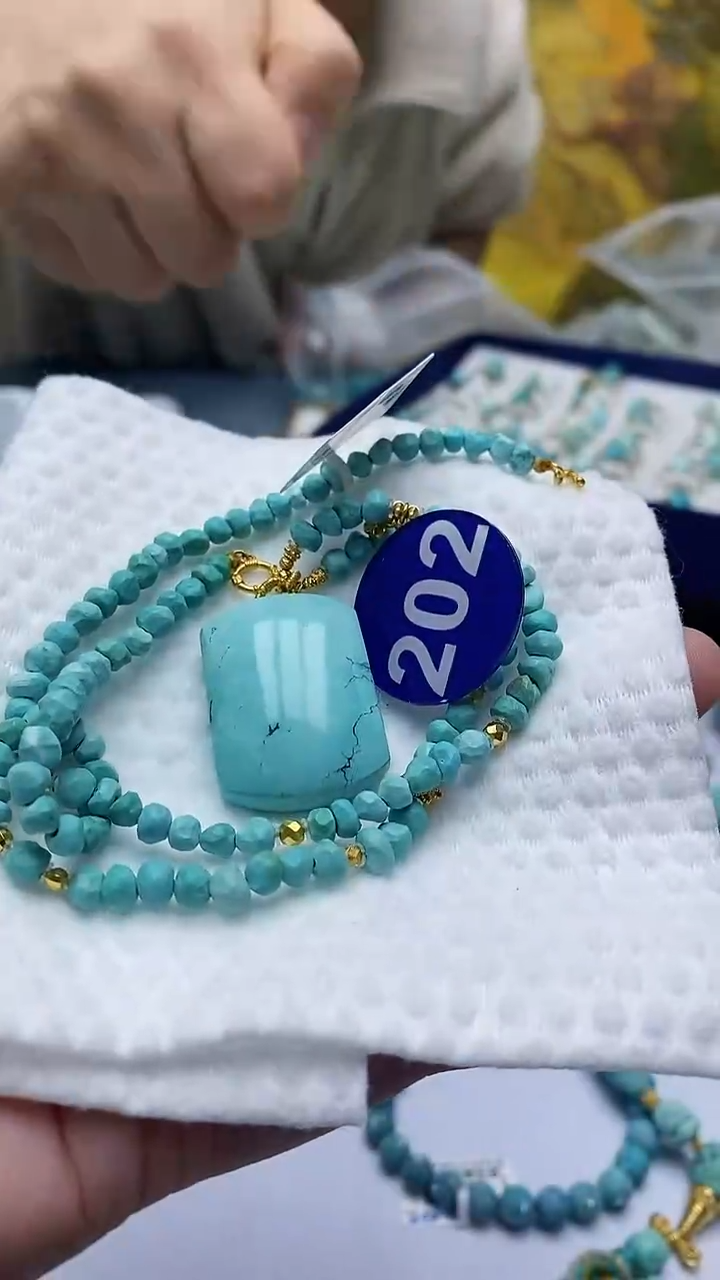 绿松石18K金镶嵌项链202