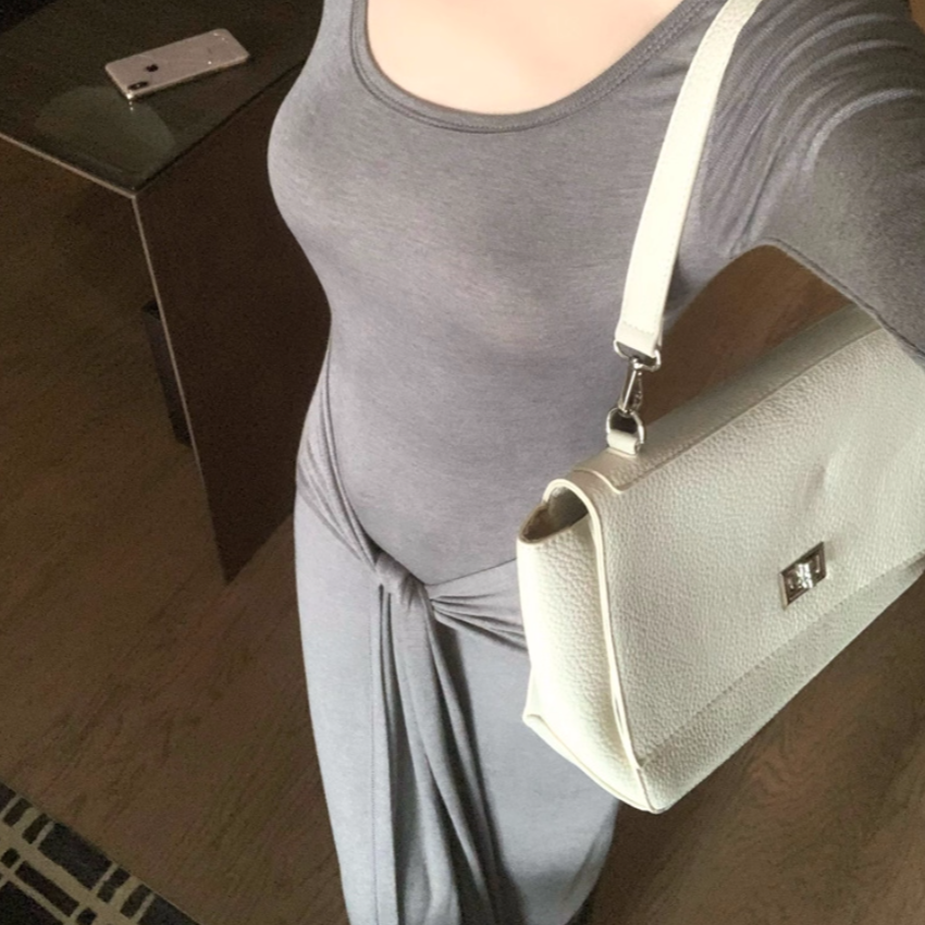 气质遮肉连衣裙女春季裙子绑带收腰修身显瘦长裙包臀裙