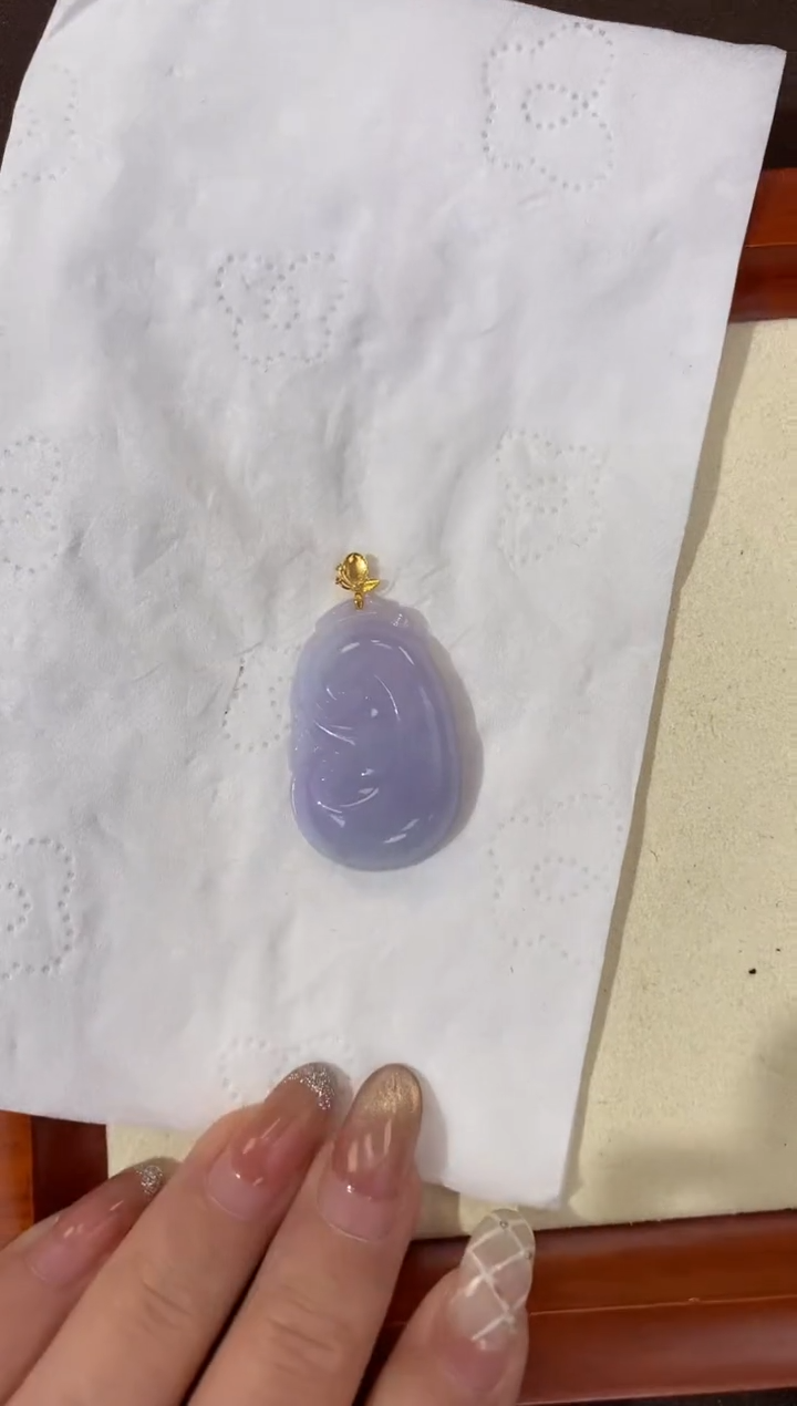 【闪购商品】翡翠颈饰18K金镶嵌天然缅甸a货翡翠