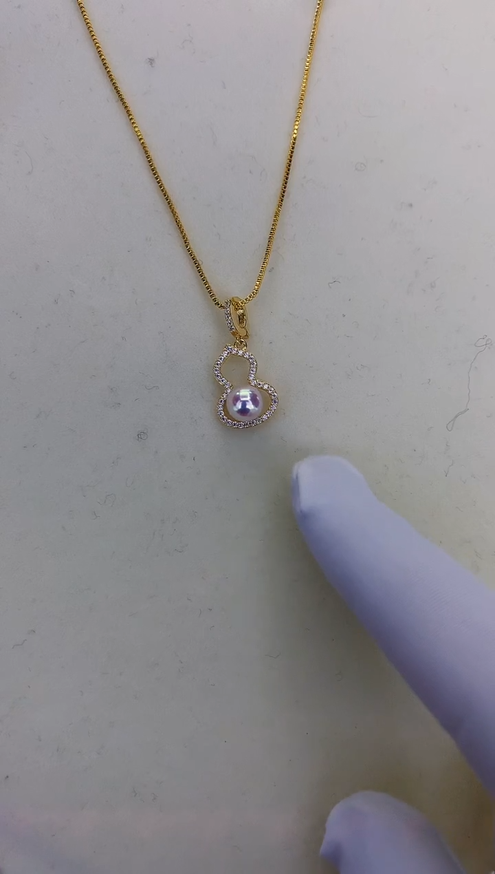 银S925镶嵌DA海水珍珠 GD234 吊坠赠银链 6-7