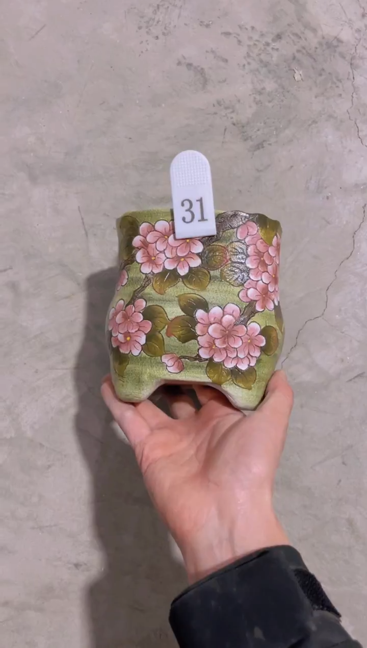 摆件影**源31陶花岛花盆罐—手工痕迹默认，大小会有1-2公分误差