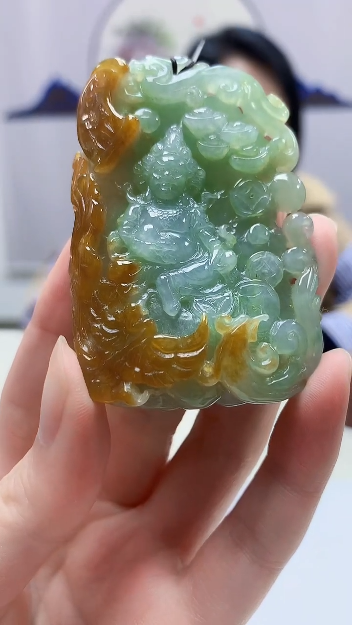 【闪购商品】定制翡翠未镶嵌3123zm-毛货挂件财神213