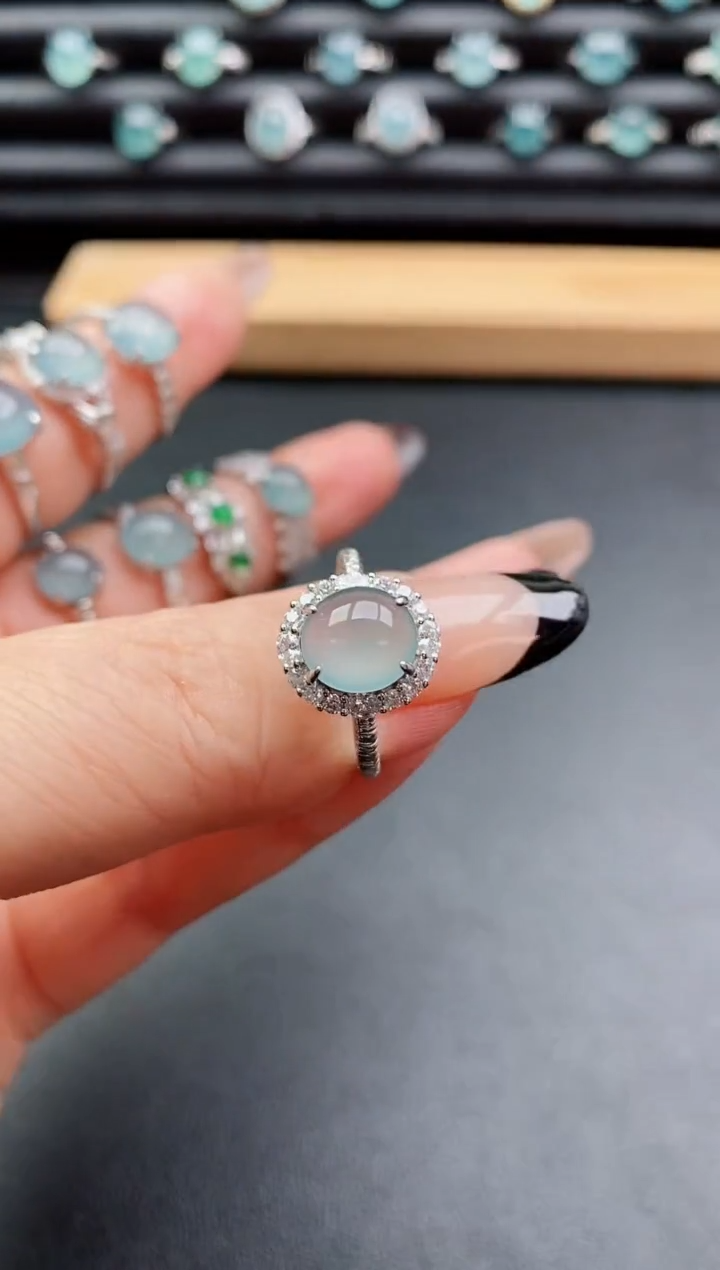 银S925镶嵌戒指翡翠1