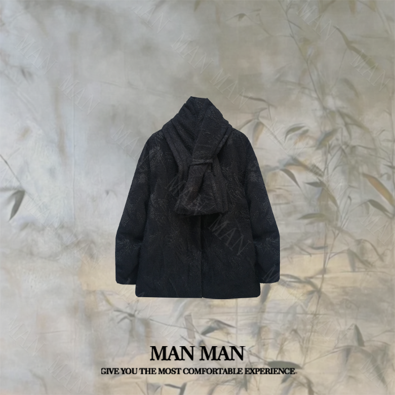 满满甄选-『雾纹浮雕国风棉服』25470时尚气质百搭舒适保暖复古轻奢