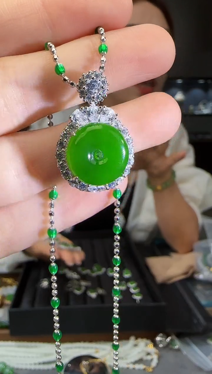 和田玉银S925镶嵌吊坠(不含链)1