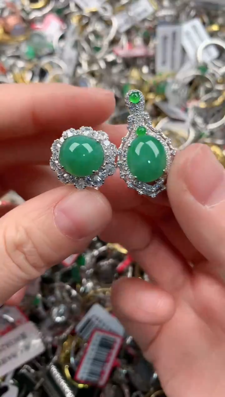 银S925镶嵌戒指翡翠10   1