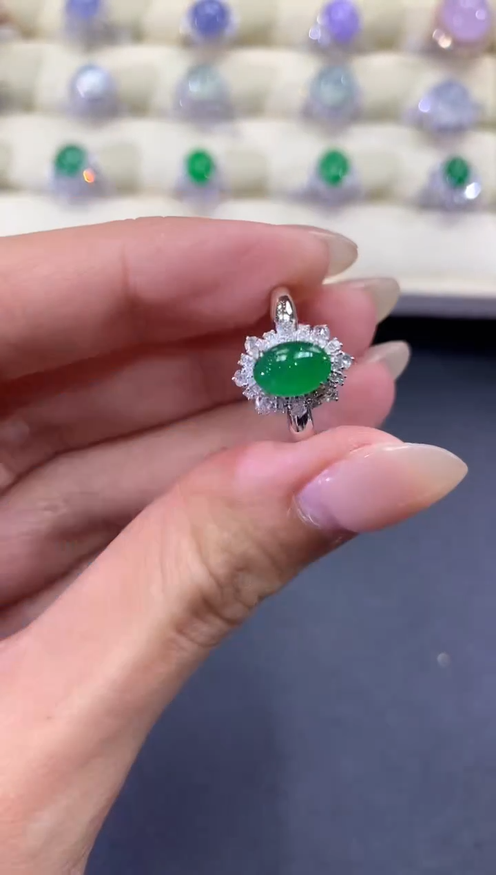 【闪购商品】翡翠戒指18K金镶嵌a86     