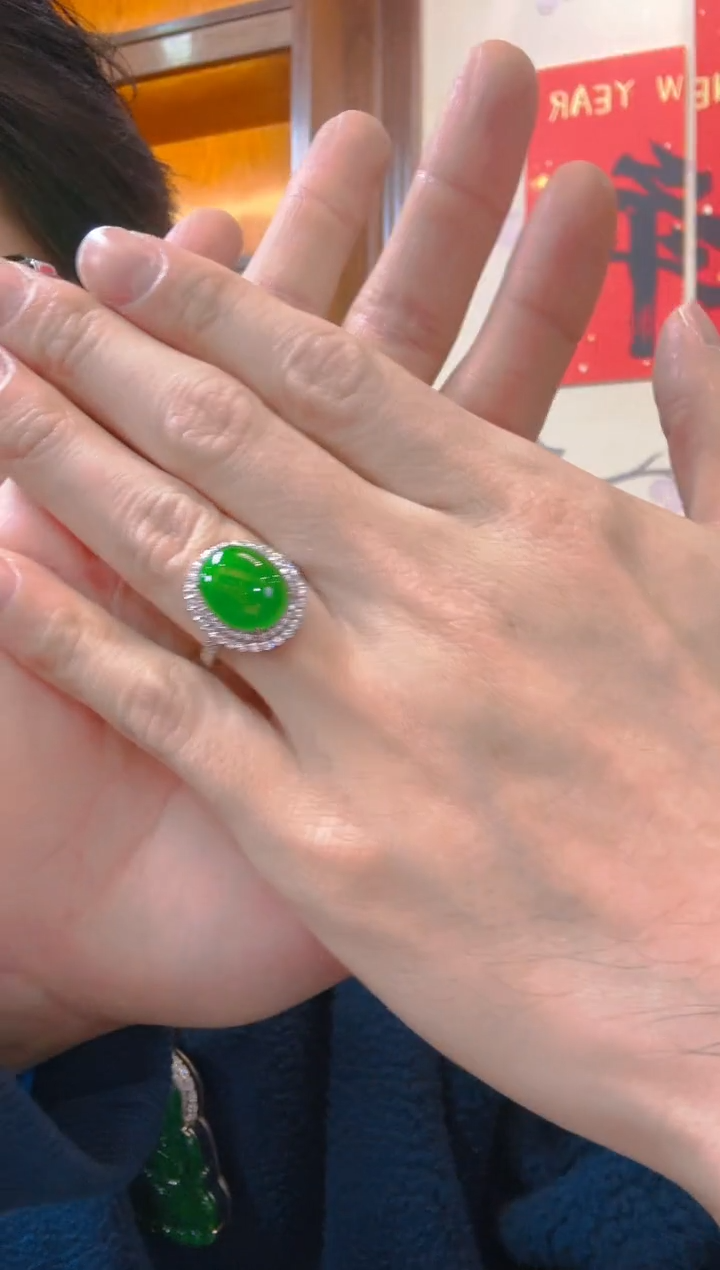 吊坠(赠链)银S925镶嵌翡翠天然A货翡翠