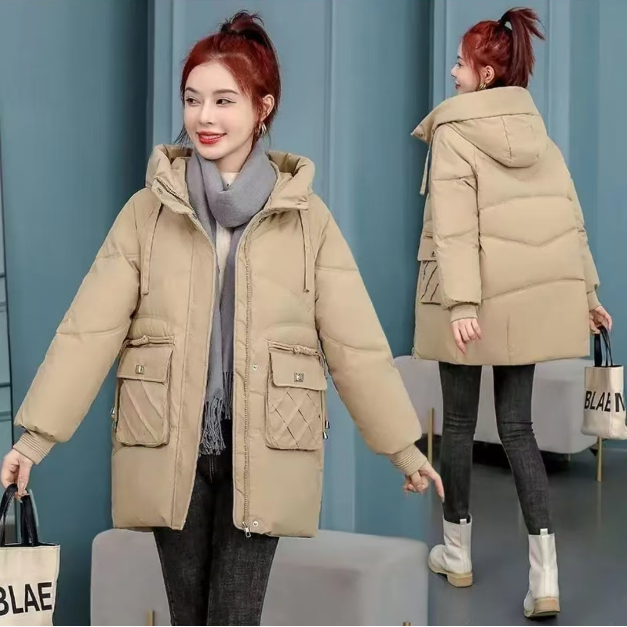 2302女士麻花大口袋棉服时尚百搭棉服