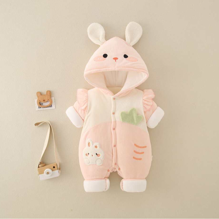 新生婴儿衣服秋冬季装连体衣满月宝宝加厚哈衣棉衣外出服套装抱衣