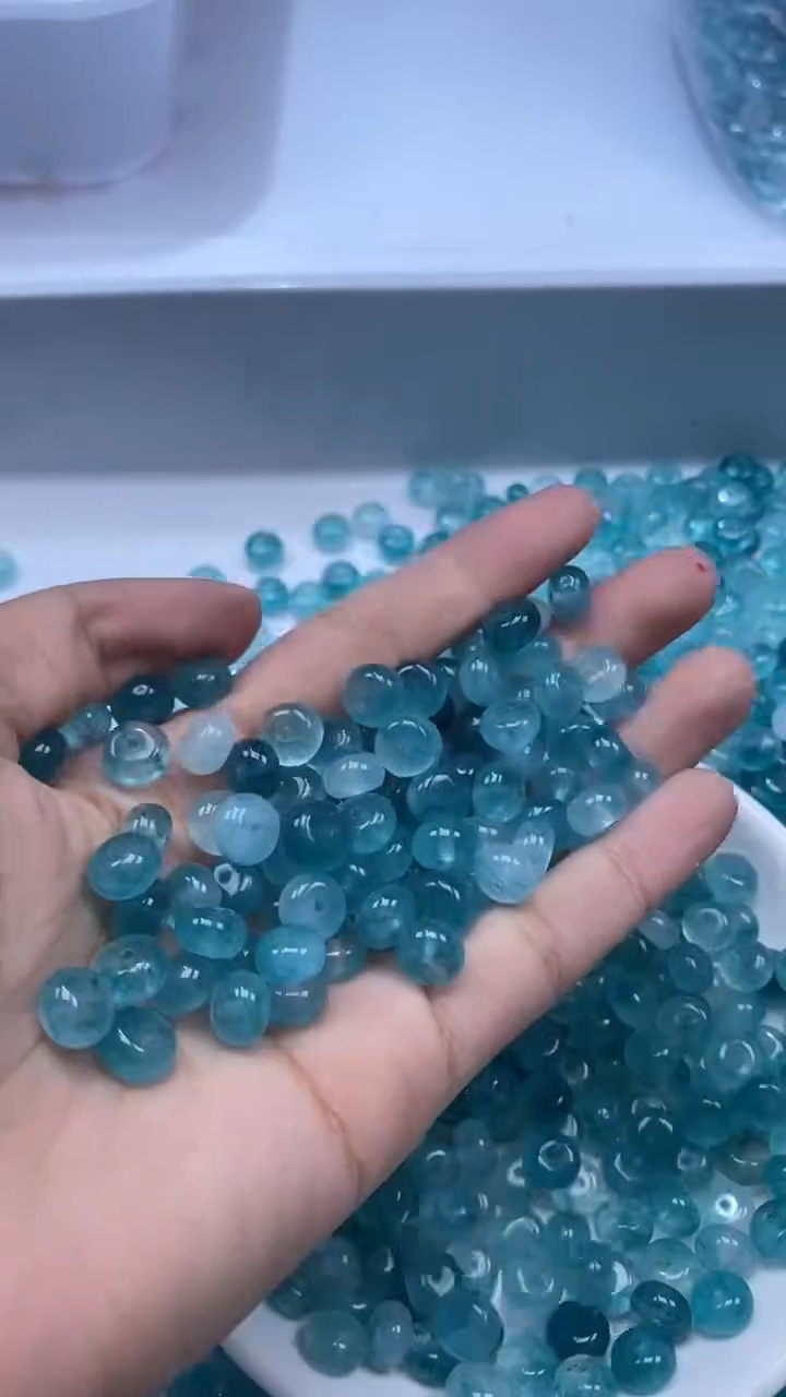 颈饰未镶嵌水晶W1891 蓝碧玺算盘8*4MM*20颗