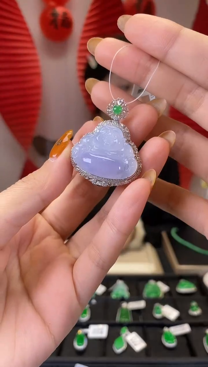 【闪购商品】翡翠颈饰18K金镶嵌D0677 佛公 含运营费