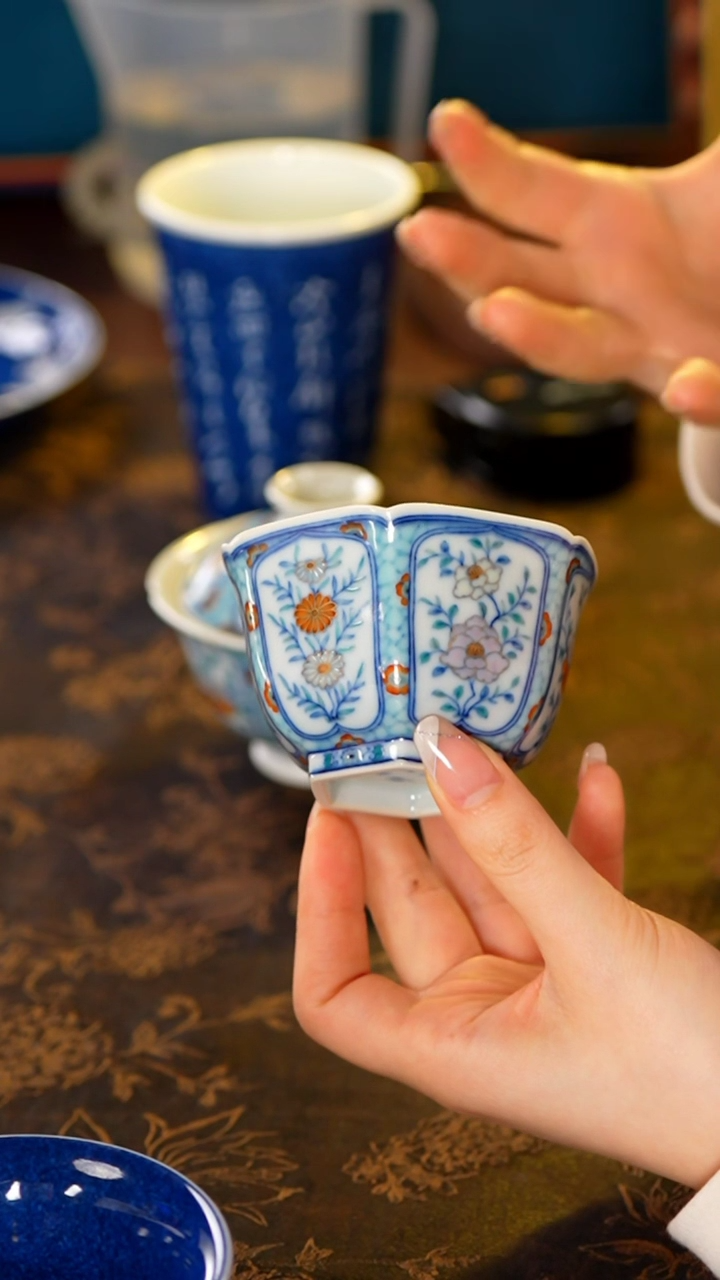 【闪购商品】玗琪轩六方开窗花卉杯-满园春色