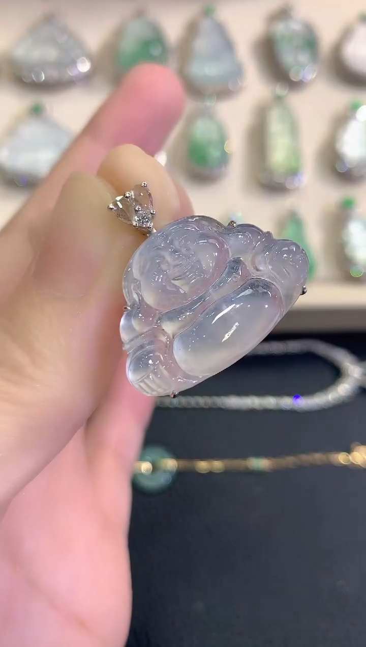 吊坠(不含链)18K金镶嵌翡翠秋日珠宝Q53