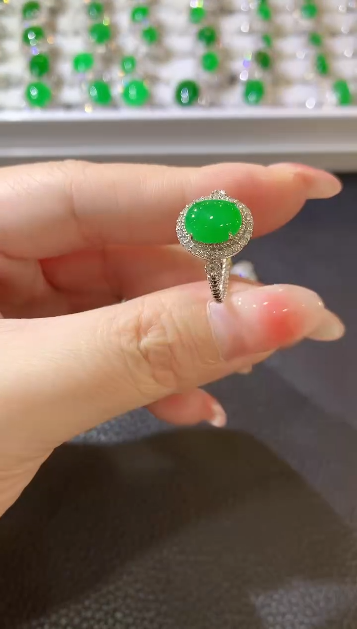 【闪购商品】翡翠戒指18K金镶嵌A38 翡翠