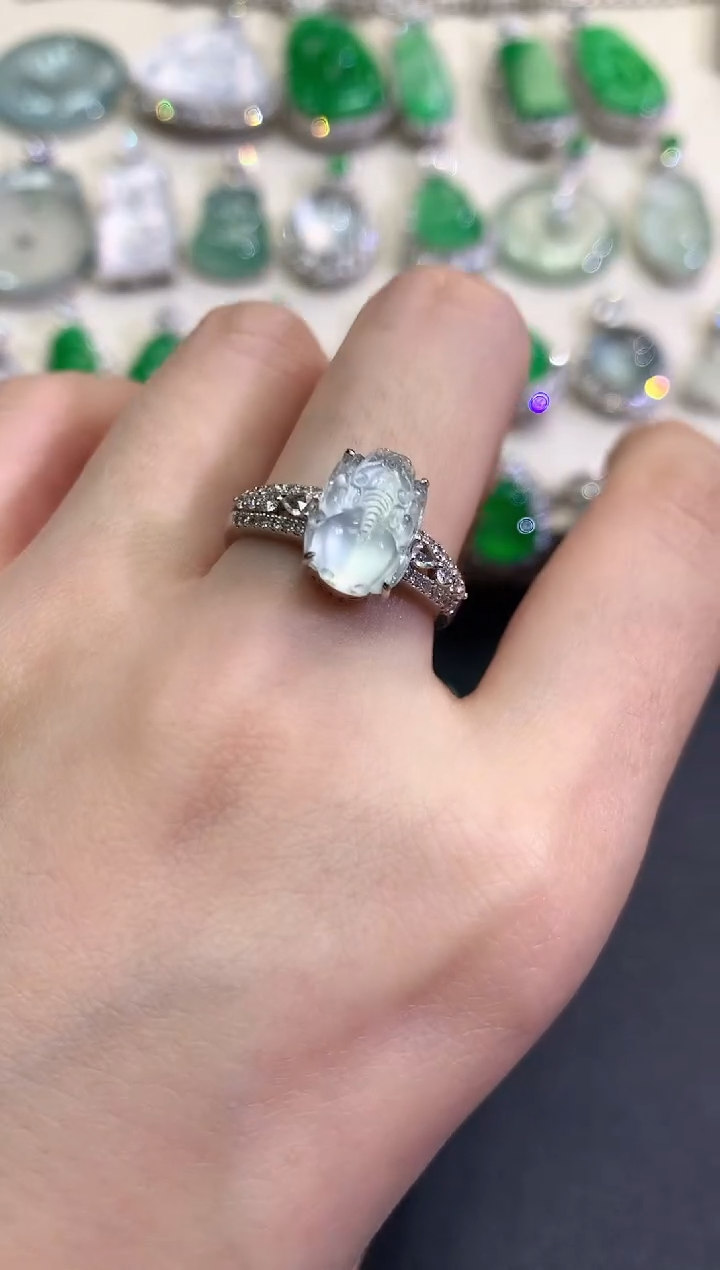 【闪购商品】翡翠戒指18K金镶嵌D10   