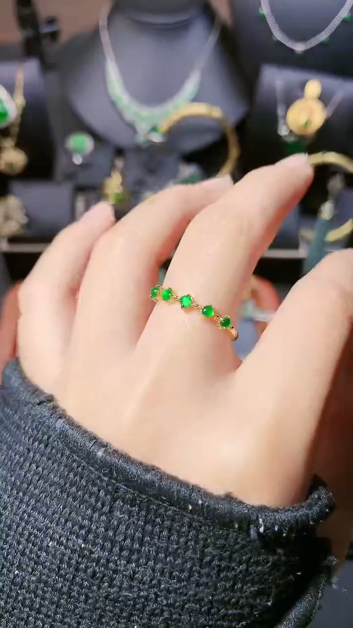 翡翠银S925镶嵌戒指戒指