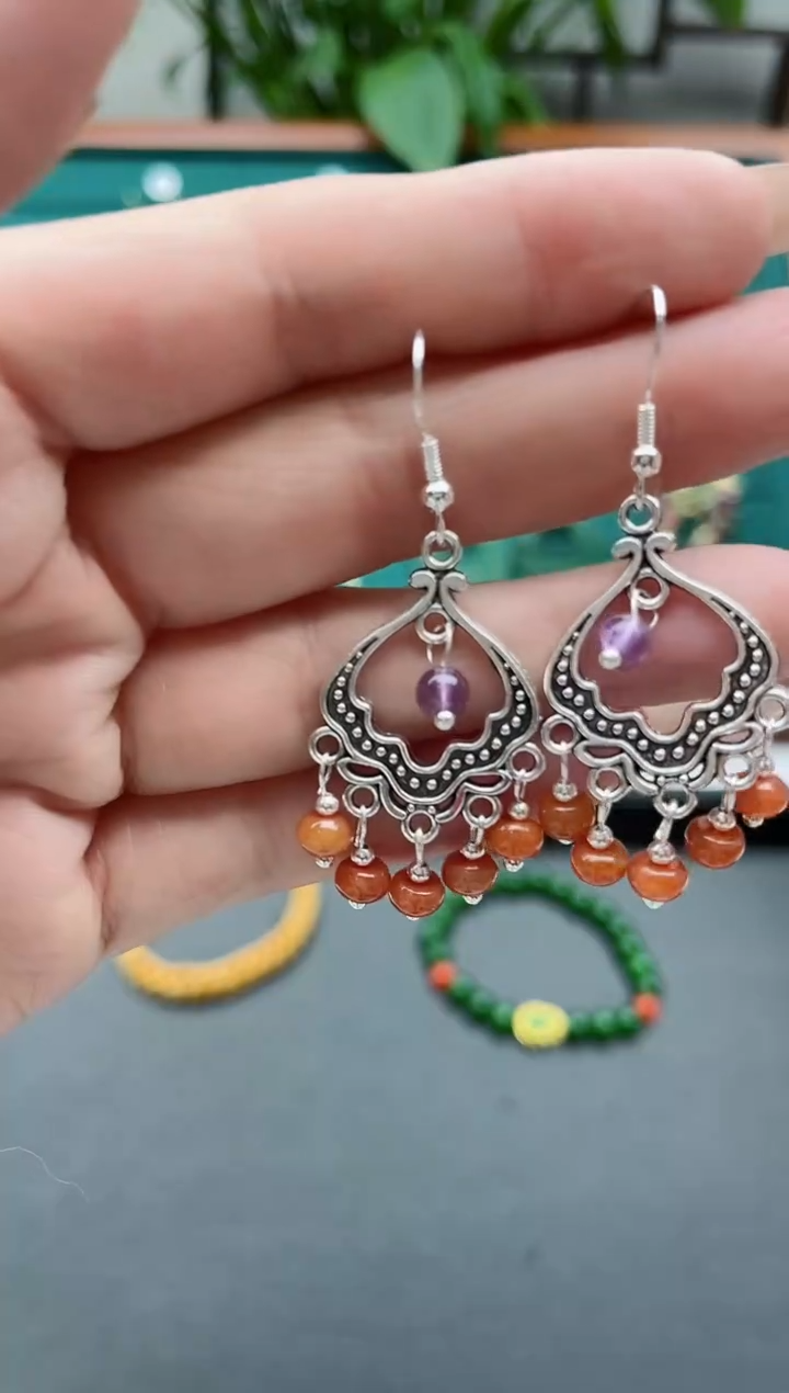 【闪购商品】翡翠耳饰银S925镶嵌8826翡翠红