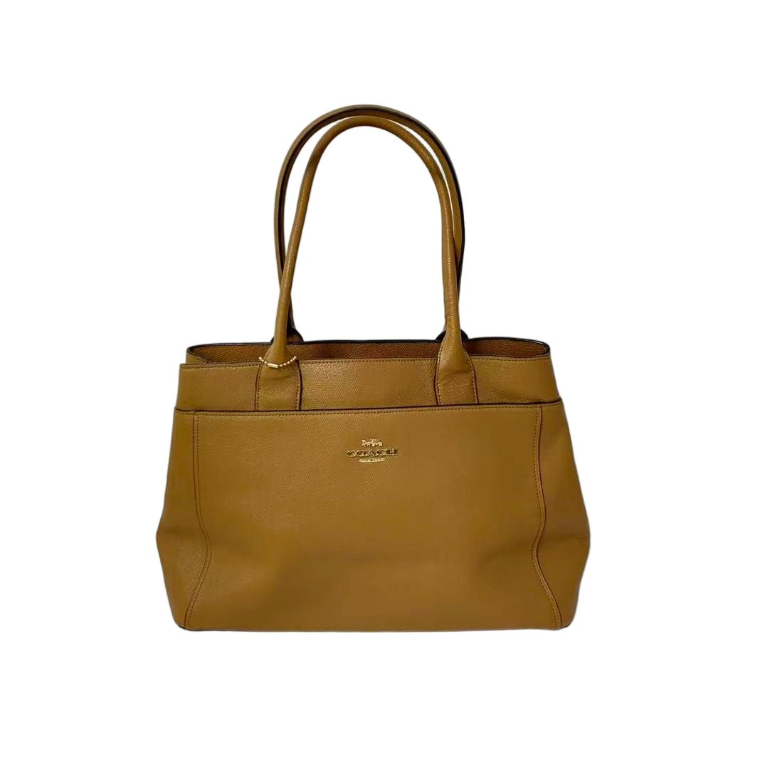 95新 COACH/蔻驰 棕色全皮手提单肩包AF-11340-B牛皮经典轻奢中古