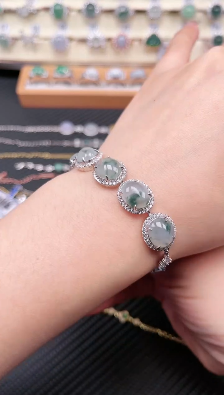 【闪购商品】翡翠手链银S925镶嵌手链