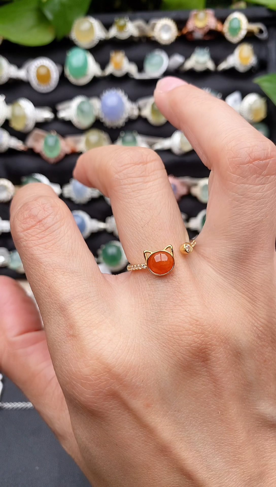 【闪购商品】翡翠戒指银S925镶嵌缅甸天然A货翡翠44   6-3