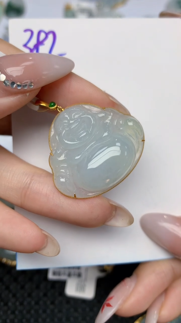 【闪购商品】翡翠颈饰18K金镶嵌 天然翡翠A货