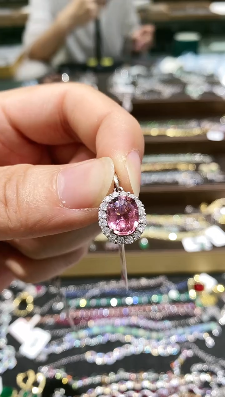 【闪购商品】碧玺颈饰银S925镶嵌吊坠