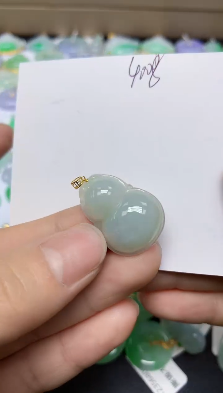 【闪购商品】翡翠挂件18K金镶嵌 天然翡翠A货