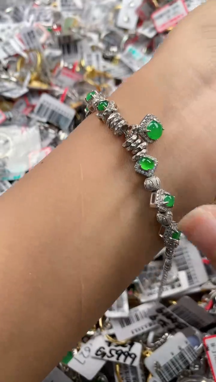 银S925镶嵌戒指翡翠101010---10