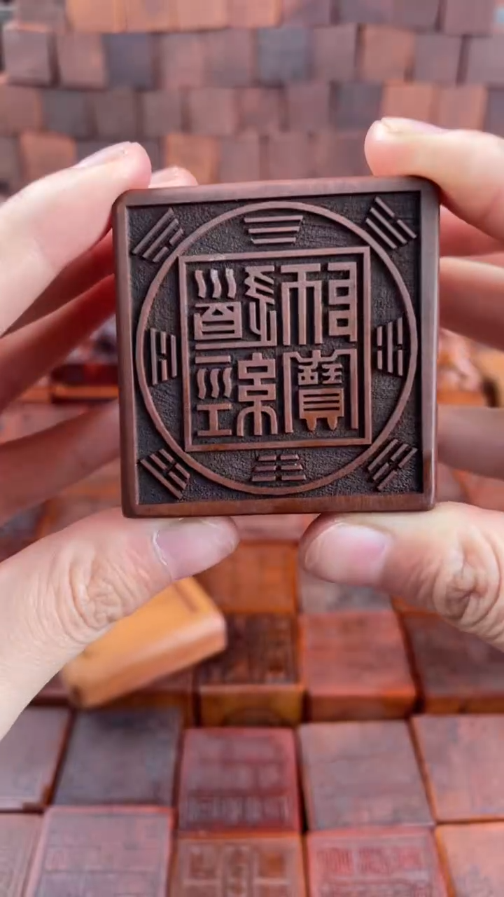 木 枣木 5*5*5六面印+底座