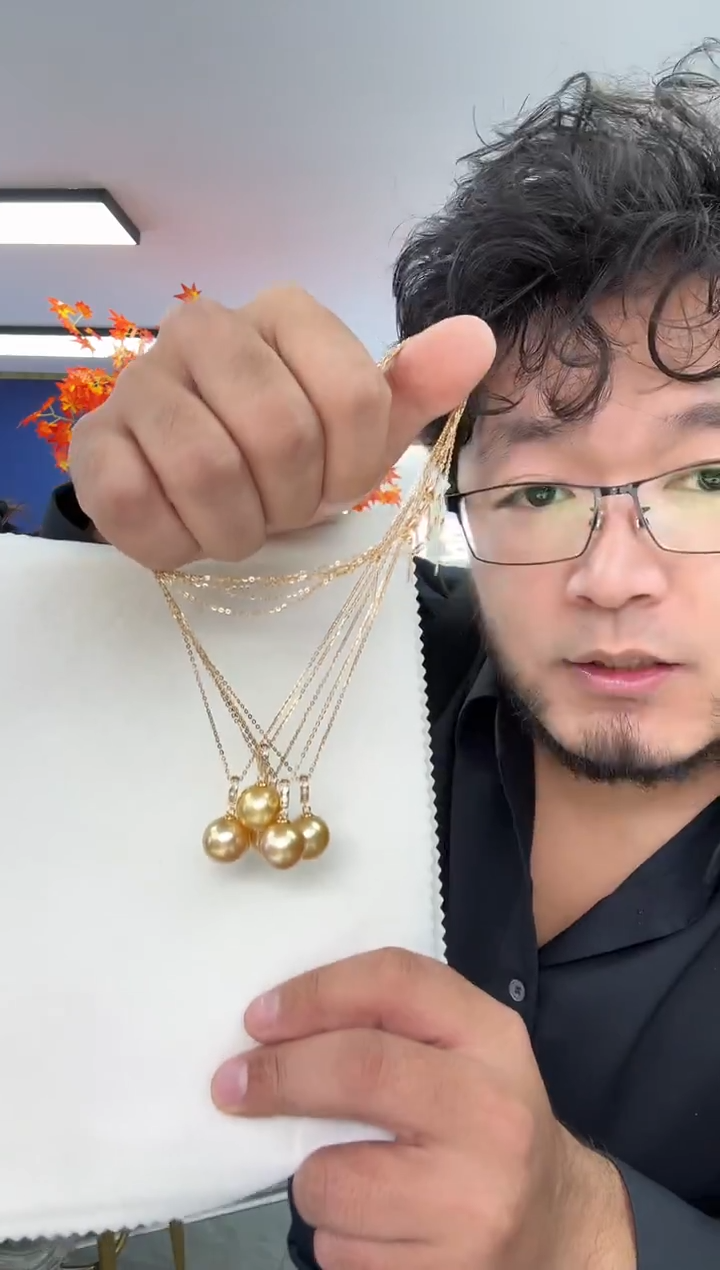 银S925镶嵌吊坠(赠链)海水珍珠金珠吊坠拍一发一