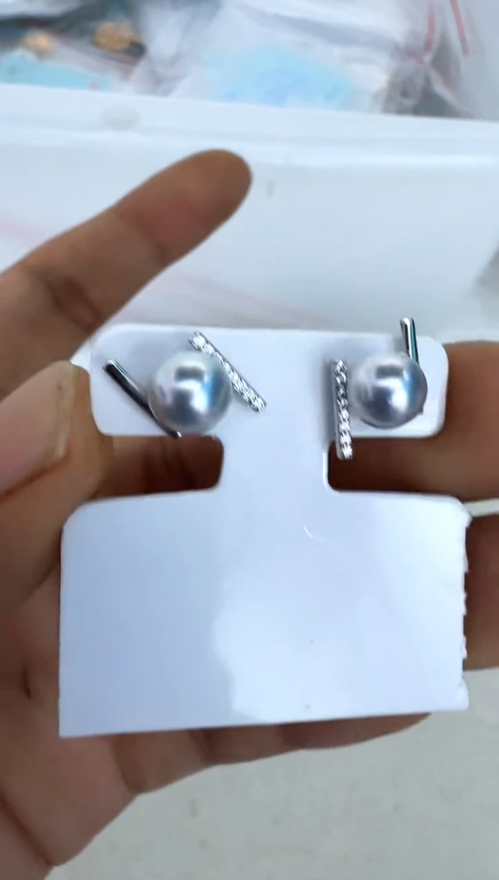 【闪购商品】海水珍珠耳饰银S925镶嵌耳钉