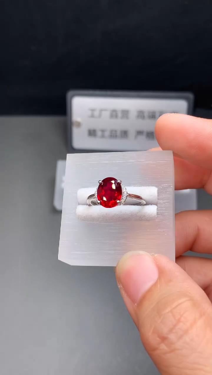 银S925镶嵌戒指红宝石111