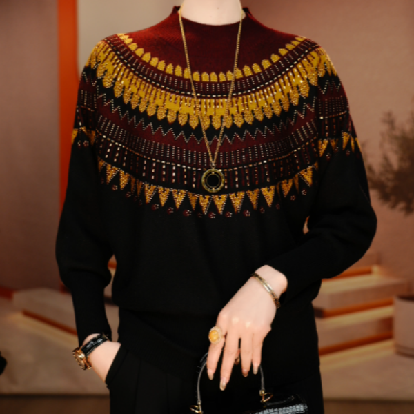 秋冬新款含绵羊毛抗起球显白显瘦针织毛衣弹力舒适保暖V25Q1557