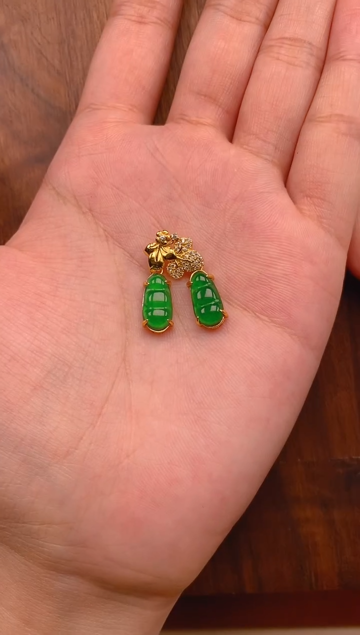 【闪购商品】翡翠吊坠(不含链)银S925镶嵌金色豆子吊坠