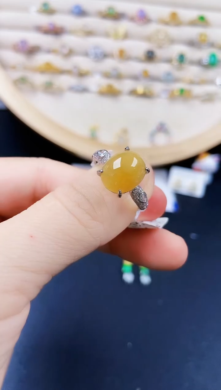 翡翠戒指银S925镶嵌42452445