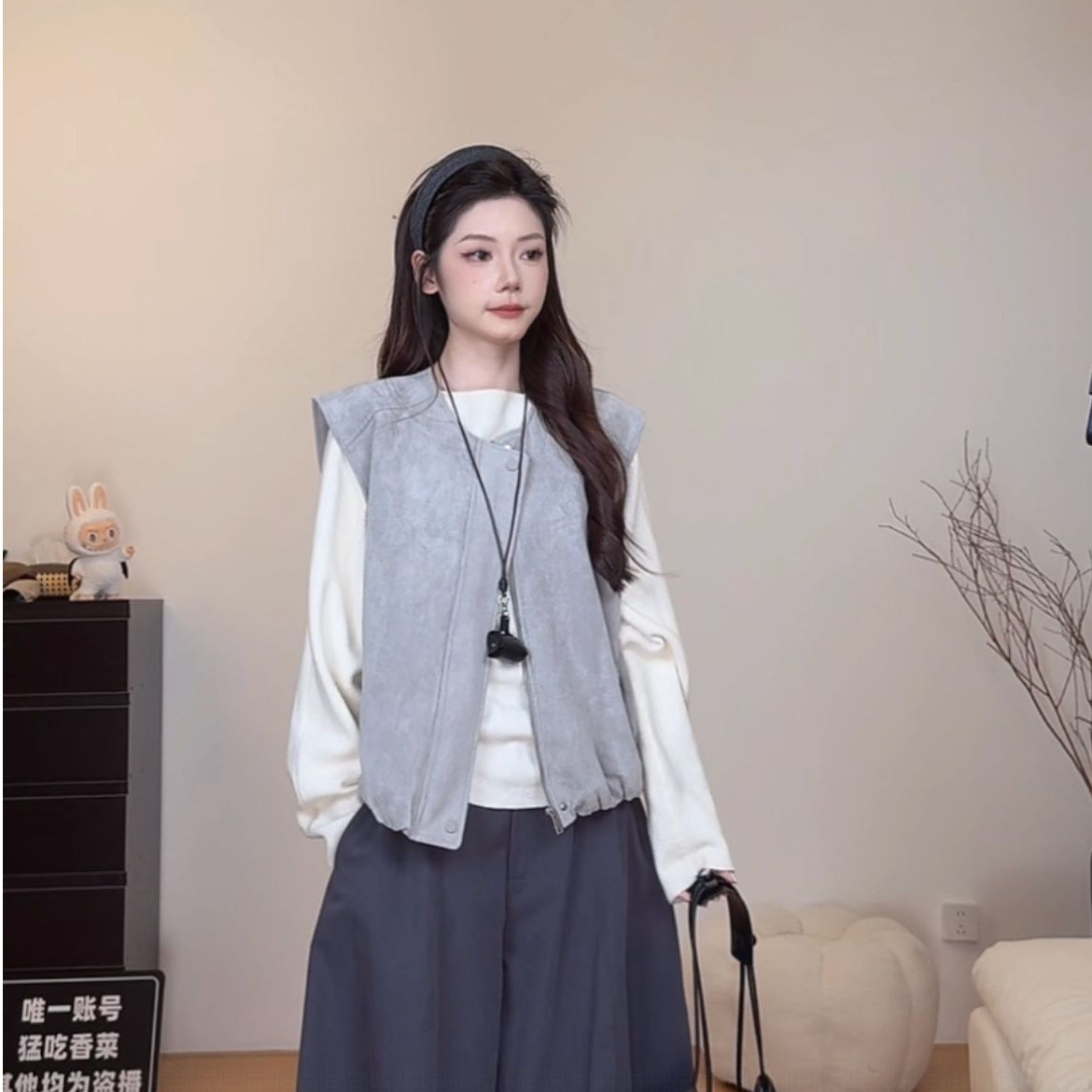 （6-8运贴）韩系马甲外套秋冬简约叠穿拉链无袖夹克上衣女