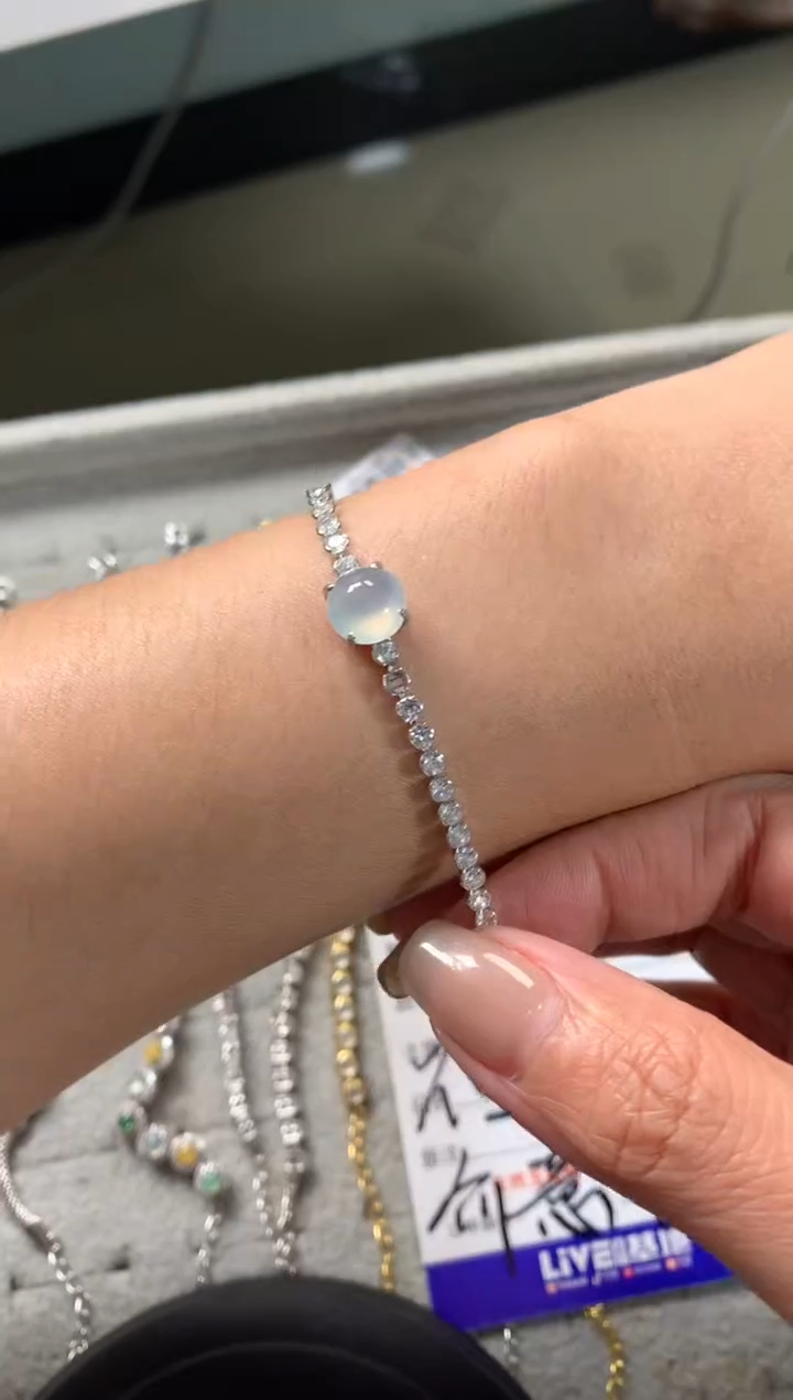 银S925镶嵌戒指翡翠手链