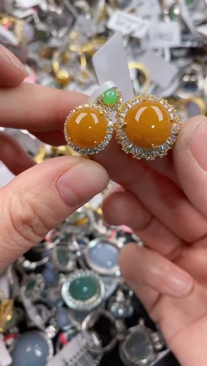 银S925镶嵌戒指翡翠444   3