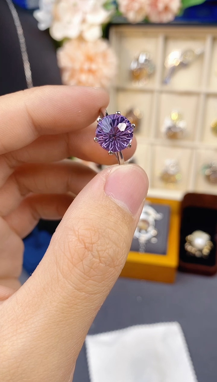 【闪购商品】紫晶戒指银S925镶嵌带证书