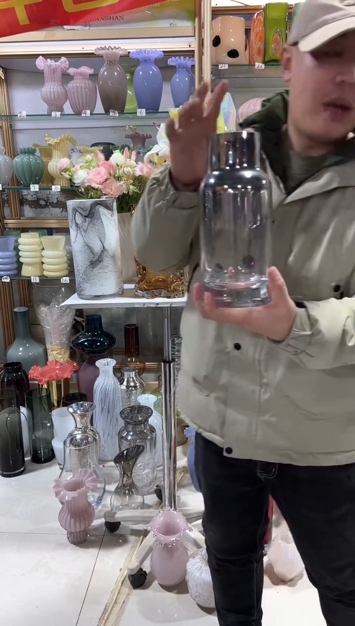 【闪购商品】无铅玻璃电镀银渐变花瓶