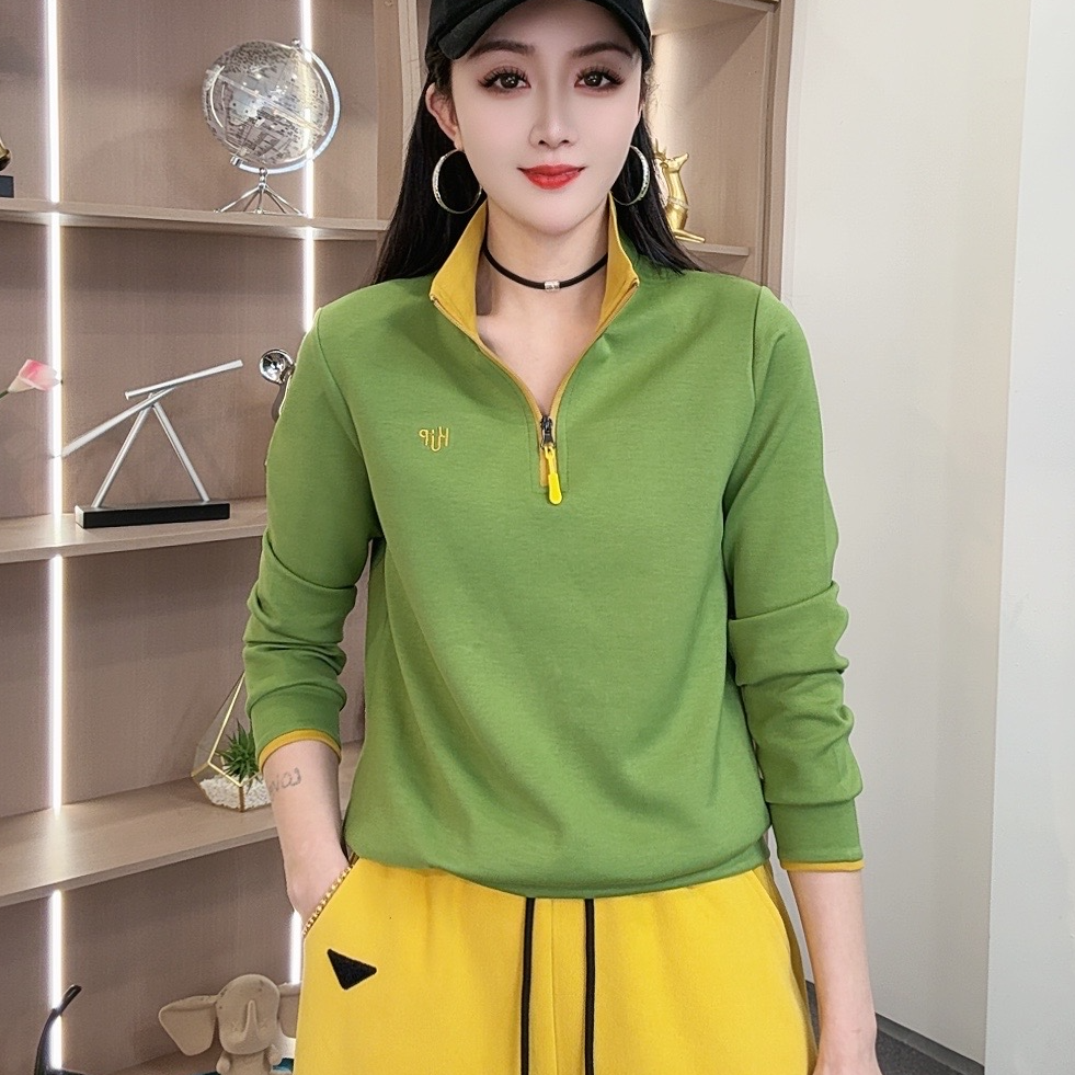 【众帆女装2】秋款时尚休闲刺绣洋气显瘦长袖宽松立领百搭上衣