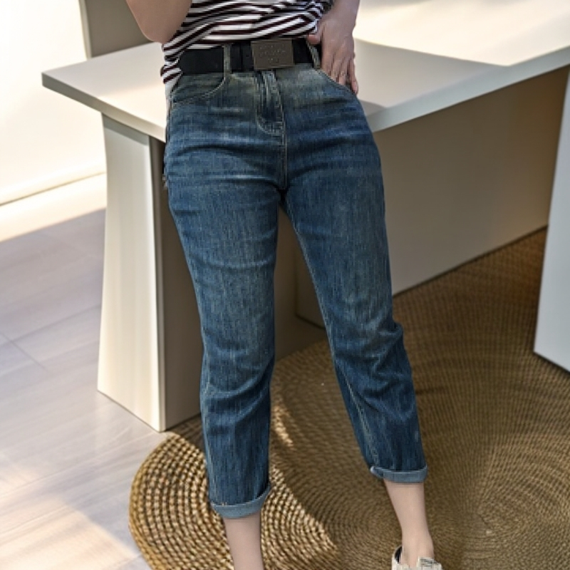 时尚中腰显瘦哈伦牛仔裤女宽松休闲萝卜垮裤百搭880012