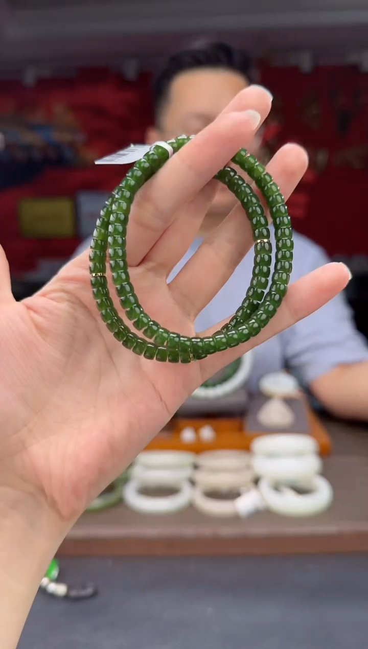 手串未镶嵌和田玉碧玉辣绿直切单圈手串多样性发货拍一发一