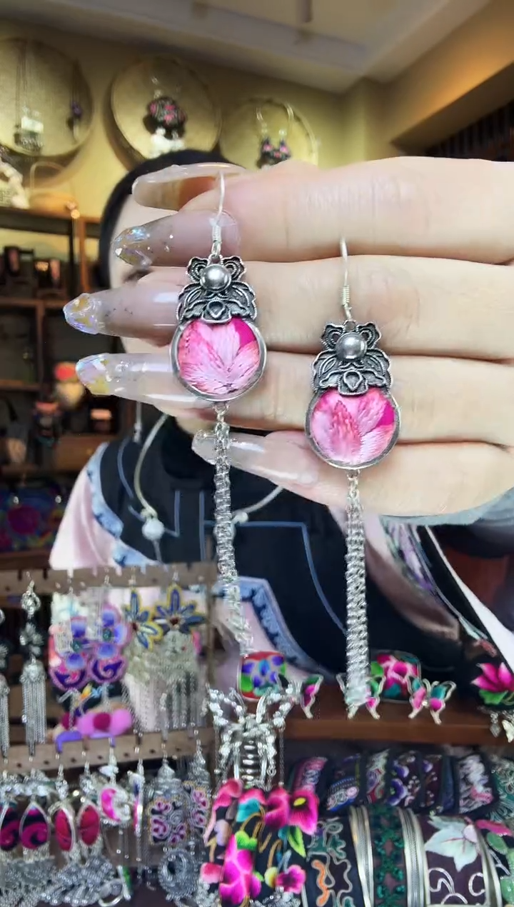 刺绣非遗刺绣民族风耳环